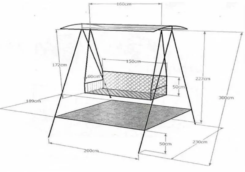 Подробный чертеж садовых качелей