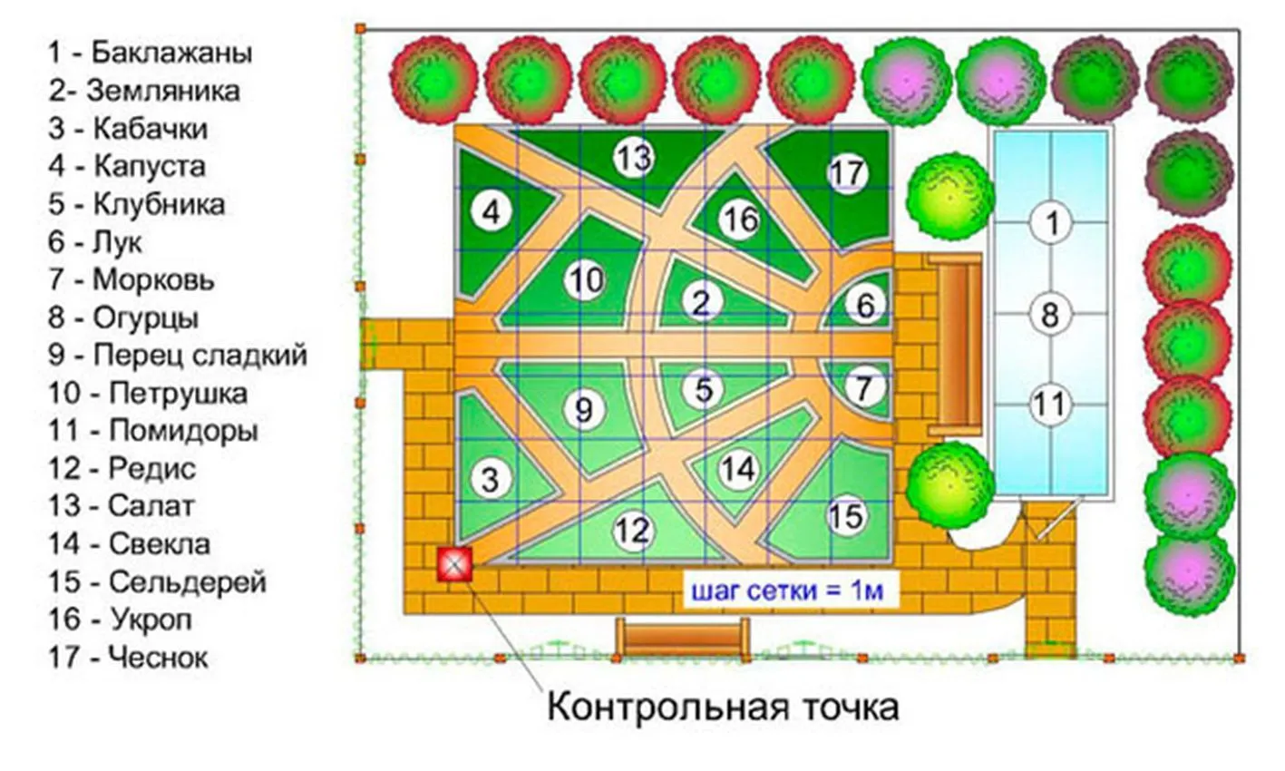 Размер грядок на огороде схема