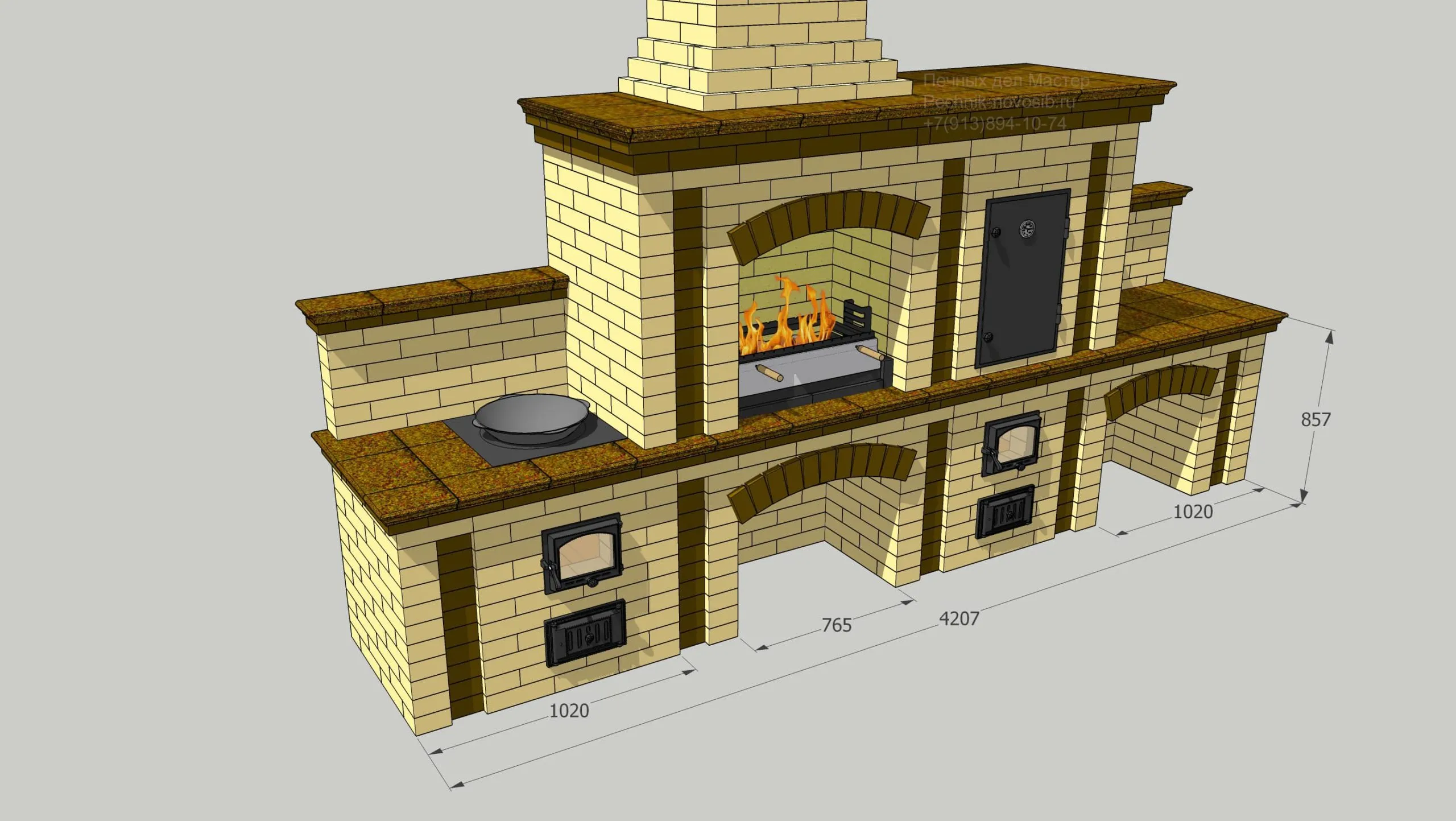 Печь русская мангал и печь под казан в одном проекты