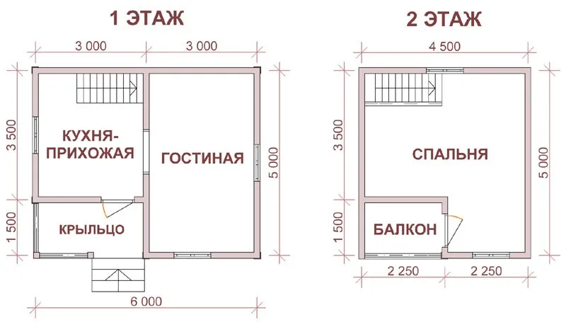 Проект дачного дома 5 на 5 с мансардой