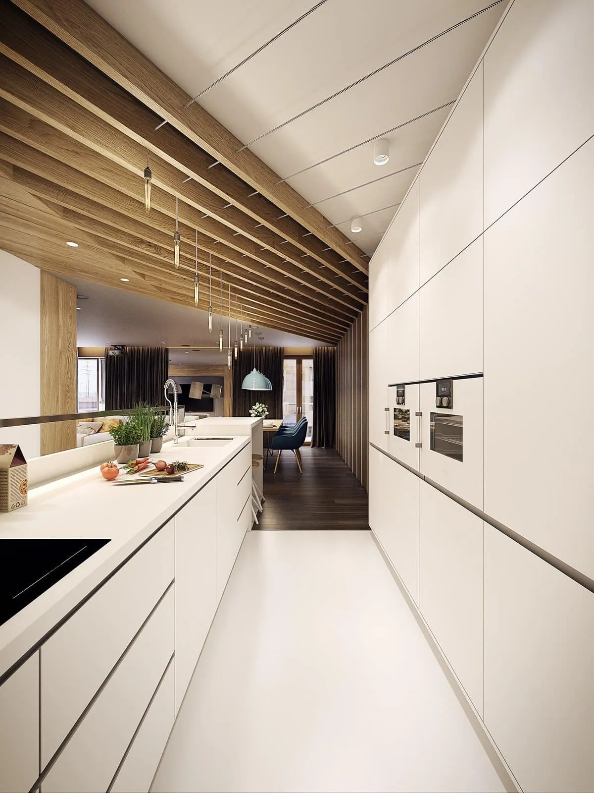 потолок на кухне в стиле минимализм