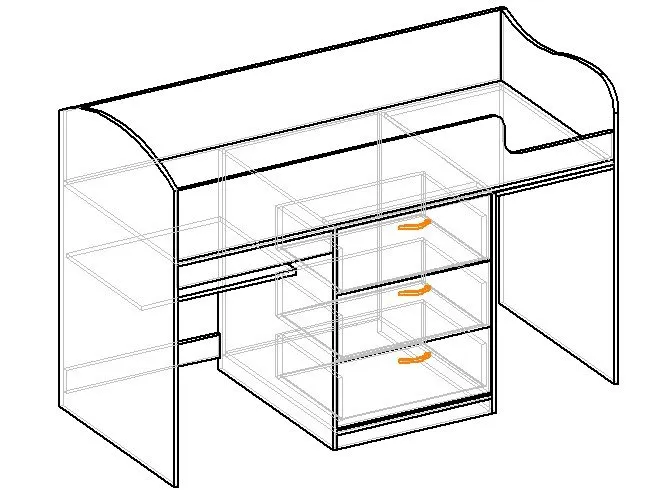 Кровать чердак с выдвижным столом схема сборки