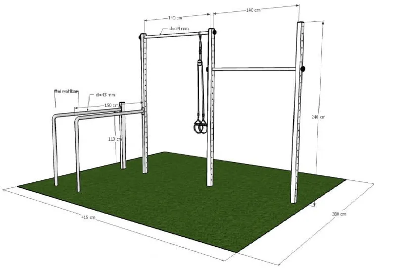 Чертеж турника с брусьями