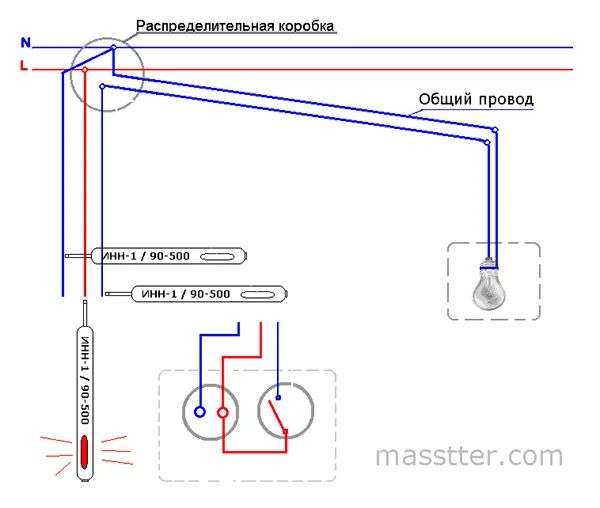 Схема подключения блока розетка выключатель