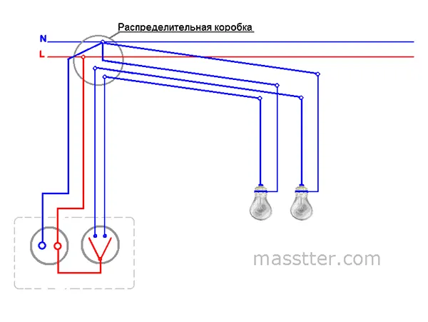 Схема выключателя с розеткой в одном блоке