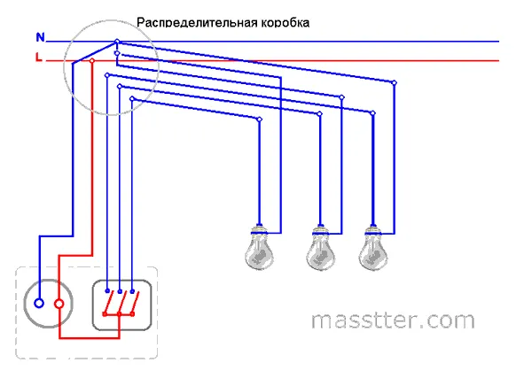 Схема подключения блока розетки с выключателем в одном корпусе