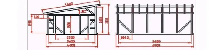 Схема сарая с односкатной крышей
