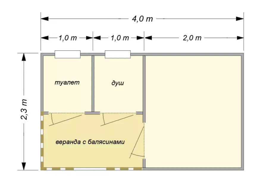 Проект дачного душа и туалета под одной крышей