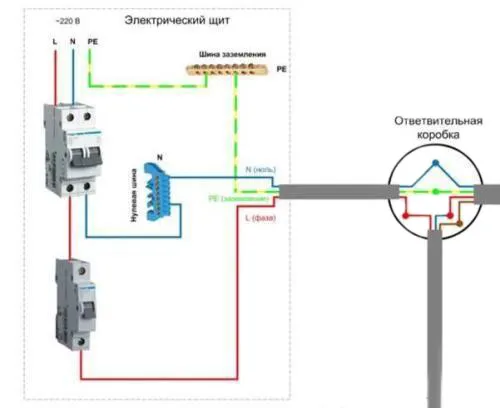 Схема подключения лампочки через выключатель от автомата