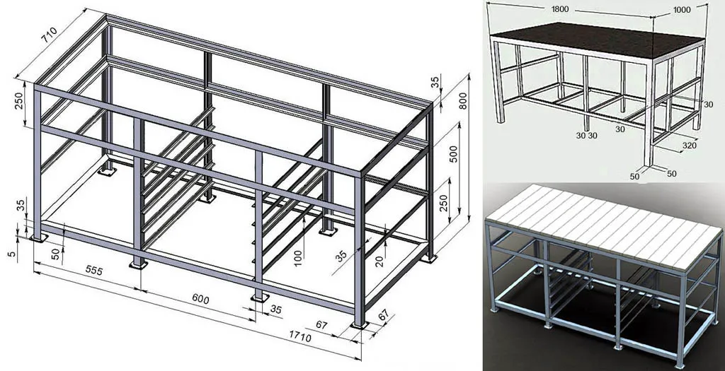 Сварочный стол чертеж с размерами из профильной трубы