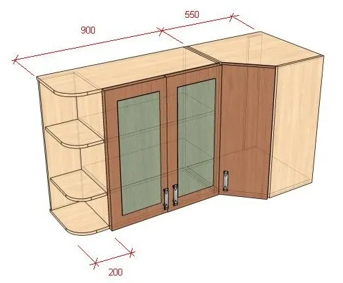 Угловой кухонный шкаф навесной