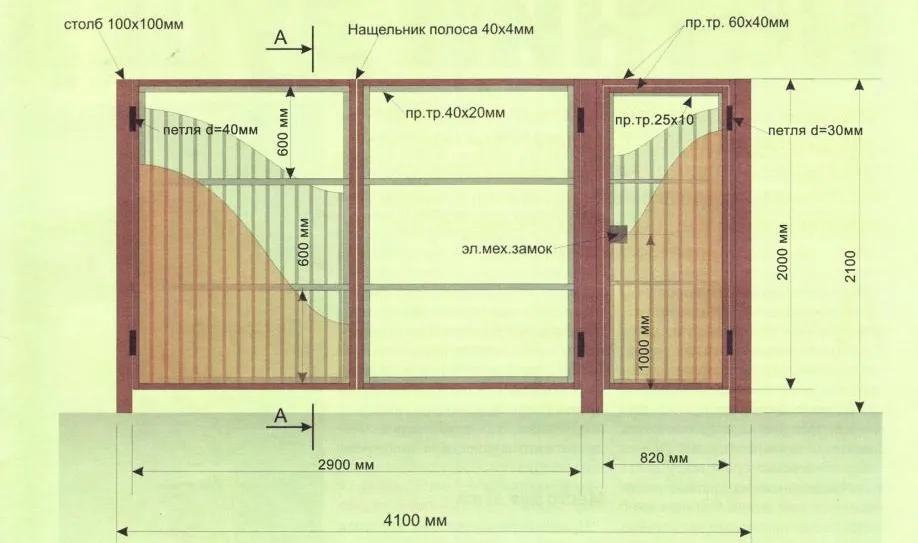 Длина ворот. Ворота распашные 4000х2000 схема. Распашные ворота чертеж на 4м проём. Распашные ворота 6 метров чертеж. Крепление гаражных ворот распашных схема.