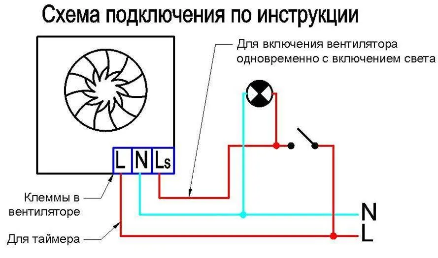 Схема подключения улитки вытяжки