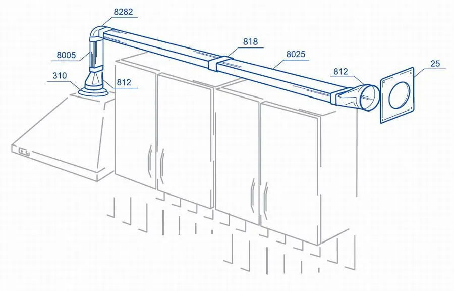 Короб для воздуховода кухонной вытяжки